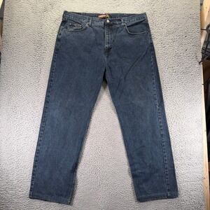 Vintage Cross Jeans Mens 42x32 Blue Cotton Denim Straight Leg Travel Workwear